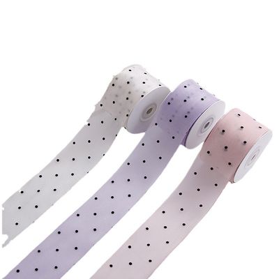 ποιότητας  25mm-50mm Organza Ribbon With Dot Pattern Printed Polyester Organza Ribbon OEM Eco Friendly εργοστάσιο