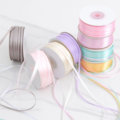 3mm στενή ποικιλία χρωμάτων Custom High Durability Polyester Satin Ribbon για συσκευασία δώρων