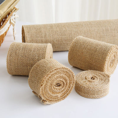 10 Yards Jute Burlap Ribbon Plain Woven Cut Edges Burlap Χριστουγεννιάτικη κορδέλα