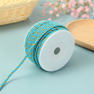 3 νήματα 2mm-10mm Polyester Nylon σκοινί Χρυσό νήμα αναμειγμένο για βραχιόλι