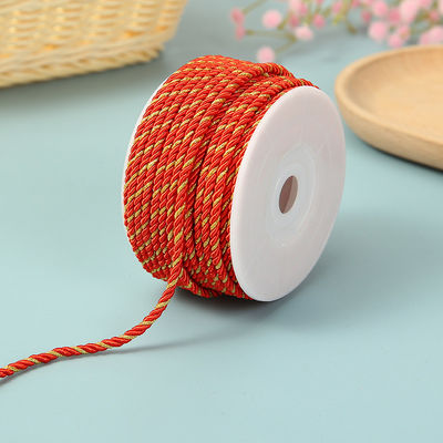 3 νήματα 2mm-10mm Polyester Nylon σκοινί Χρυσό νήμα αναμειγμένο για βραχιόλι
