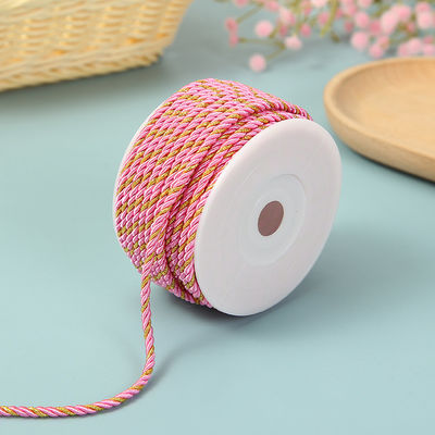 3 νήματα 2mm-10mm Polyester Nylon σκοινί Χρυσό νήμα αναμειγμένο για βραχιόλι