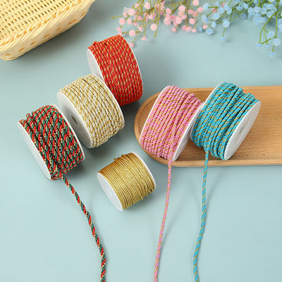 3 νήματα 2mm-10mm Polyester Nylon σκοινί Χρυσό νήμα αναμειγμένο για βραχιόλι