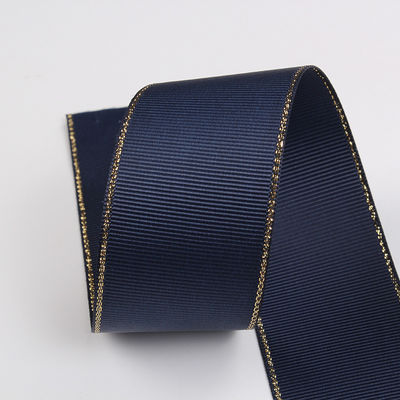 2.5cm Πολυεστέρα Χρυσή Έκρηξη Διπλό Πρόσωπο Grosgrain Ribbon για Χριστουγεννιάτικο Δέντρο και χειριστήρες τσάντας