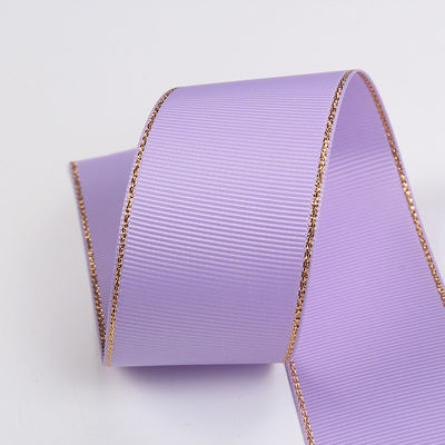 2.5cm Πολυεστέρα Χρυσή Έκρηξη Διπλό Πρόσωπο Grosgrain Ribbon για Χριστουγεννιάτικο Δέντρο και χειριστήρες τσάντας