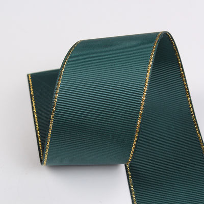 2.5cm Πολυεστέρα Χρυσή Έκρηξη Διπλό Πρόσωπο Grosgrain Ribbon για Χριστουγεννιάτικο Δέντρο και χειριστήρες τσάντας