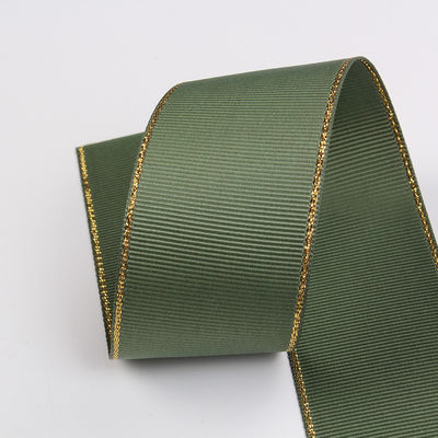 2.5cm Πολυεστέρα Χρυσή Έκρηξη Διπλό Πρόσωπο Grosgrain Ribbon για Χριστουγεννιάτικο Δέντρο και χειριστήρες τσάντας