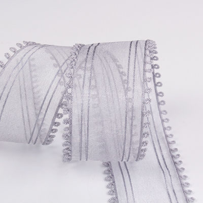 16mm-38mm Rolls Of Organza Ribbon Διπλή κυκλική άκρη Κόκκινη καθαρή κορδέλα