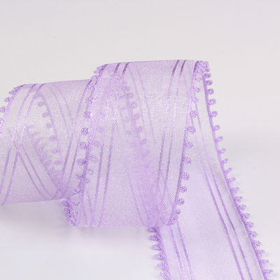 16mm-38mm Rolls Of Organza Ribbon Διπλή κυκλική άκρη Κόκκινη καθαρή κορδέλα