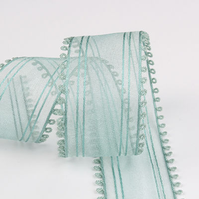 16mm-38mm Rolls Of Organza Ribbon Διπλή κυκλική άκρη Κόκκινη καθαρή κορδέλα