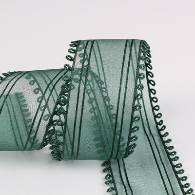 16mm-38mm Rolls Of Organza Ribbon Διπλή κυκλική άκρη Κόκκινη καθαρή κορδέλα