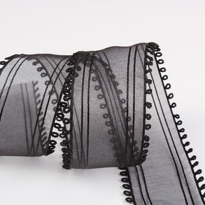 16mm-38mm Rolls Of Organza Ribbon Διπλή κυκλική άκρη Κόκκινη καθαρή κορδέλα