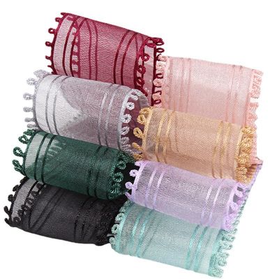 16mm-38mm Rolls Of Organza Ribbon Διπλή κυκλική άκρη Κόκκινη καθαρή κορδέλα