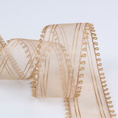 16mm-38mm Rolls Of Organza Ribbon Διπλή κυκλική άκρη Κόκκινη καθαρή κορδέλα