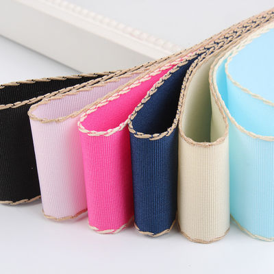 10mm-38mm ραμμένη ταινία από πολυεστέρα Grosgrain ISO9001 Solid Pattern