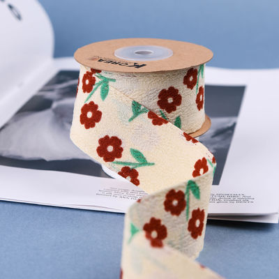 OEM Blossom Flower Art Τυπωμένη κορδέλα 40mm Custom Ribbon με λογότυπο