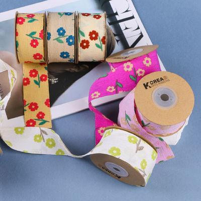 OEM Blossom Flower Art Τυπωμένη κορδέλα 40mm Custom Ribbon με λογότυπο