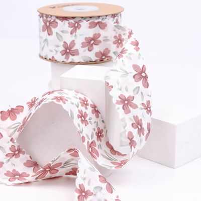 Φλωρική εξατομικευμένη κορδέλα Grosgrain Ρίμπαν Weave Edge Ρίμπαν για συσκευασία δώρων