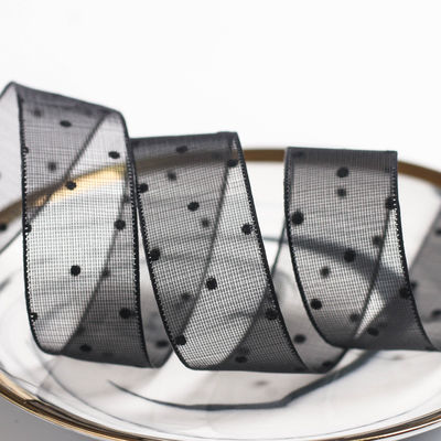 10mm-60mm Dot Velvet Wired Ribbon Έκτυψη διπλής όψης βελούδινης κορδέλας