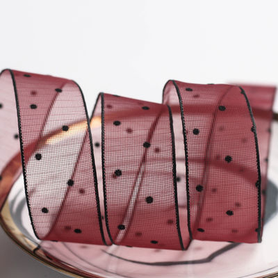 10mm-60mm Dot Velvet Wired Ribbon Έκτυψη διπλής όψης βελούδινης κορδέλας