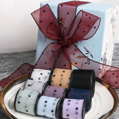 10mm-60mm Dot Velvet Wired Ribbon Έκτυψη διπλής όψης βελούδινης κορδέλας