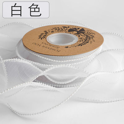 40mm Pearl Edge Polyester Organza Ribbon για πολυτελή συσκευασία δώρων