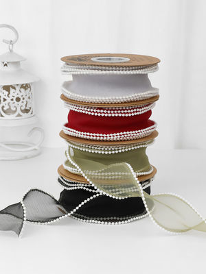 40mm Pearl Edge Polyester Organza Ribbon για πολυτελή συσκευασία δώρων