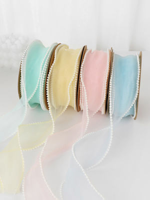 40mm Pearl Edge Polyester Organza Ribbon για πολυτελή συσκευασία δώρων