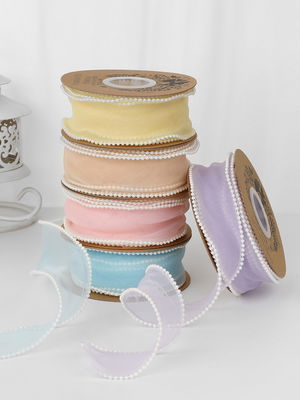 40mm Pearl Edge Polyester Organza Ribbon για πολυτελή συσκευασία δώρων