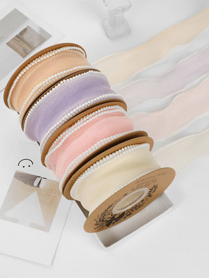 40mm Pearl Edge Polyester Organza Ribbon για πολυτελή συσκευασία δώρων