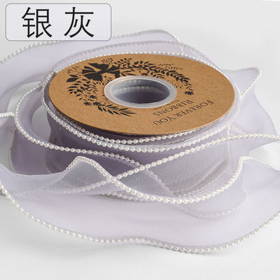 40mm Pearl Edge Polyester Organza Ribbon για πολυτελή συσκευασία δώρων