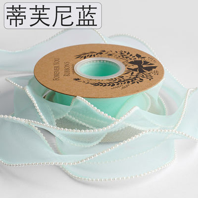 40mm Pearl Edge Polyester Organza Ribbon για πολυτελή συσκευασία δώρων
