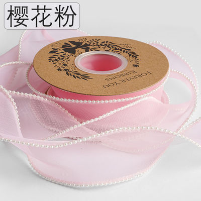 40mm Pearl Edge Polyester Organza Ribbon για πολυτελή συσκευασία δώρων