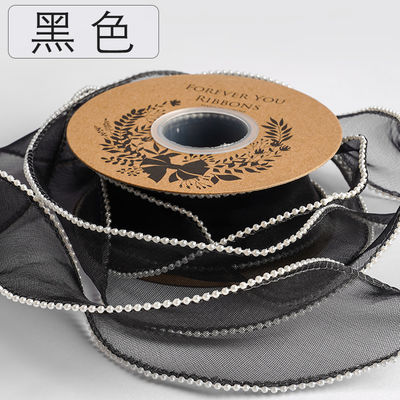40mm Pearl Edge Polyester Organza Ribbon για πολυτελή συσκευασία δώρων