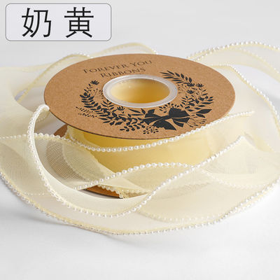 40mm Pearl Edge Polyester Organza Ribbon για πολυτελή συσκευασία δώρων