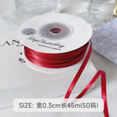 3mm Polyester Satin Ribbon Double Face High Density Satin Finish Poly Ribbon 3mm Polyester Satin Ribbon Διπλό πρόσωπο υψηλής πυκνότητας σατέν