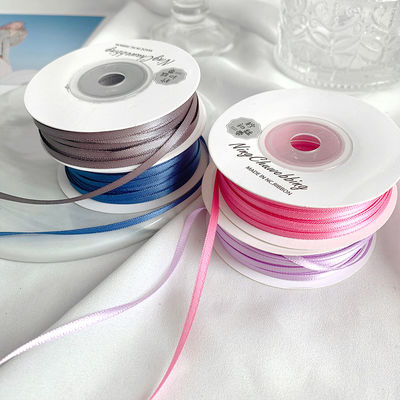3mm Polyester Satin Ribbon Double Face High Density Satin Finish Poly Ribbon 3mm Polyester Satin Ribbon Διπλό πρόσωπο υψηλής πυκνότητας σατέν
