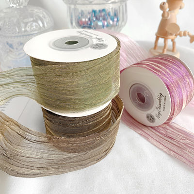 Πολυεστέρα 38mm Organza Ribbon Οικολογικά φιλική Λάμψη ροζ Organza Ribbon