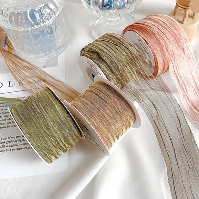 Πολυεστέρα 38mm Organza Ribbon Οικολογικά φιλική Λάμψη ροζ Organza Ribbon