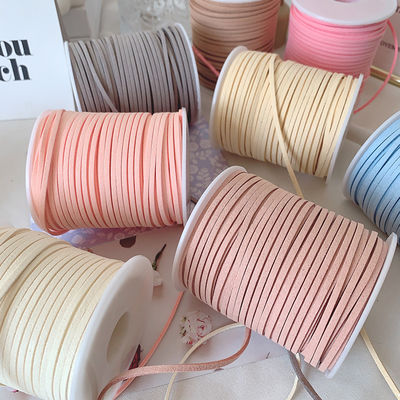 3mm Suede Leather Velvet Ribbon ISO9001 Blue Velvet Ribbon Με σύρμα