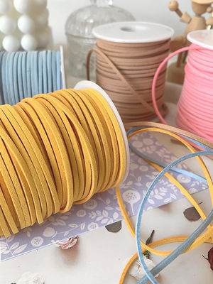 3mm Suede Leather Velvet Ribbon ISO9001 Blue Velvet Ribbon Με σύρμα