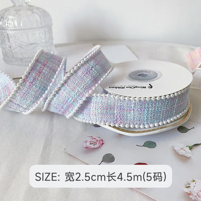 25mm Polyester Ribbon Gratice Plaid Ribbon Pearl Edge OEM ODM Πίνακα από πολυεστέρα