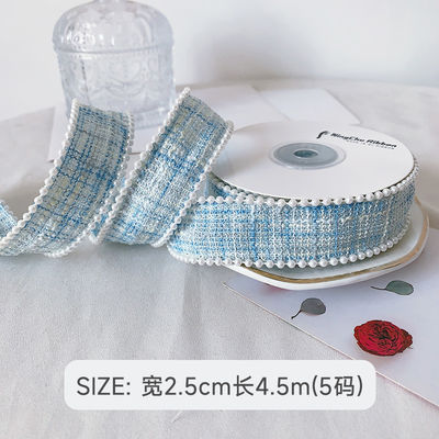 25mm Polyester Ribbon Gratice Plaid Ribbon Pearl Edge OEM ODM Πίνακα από πολυεστέρα