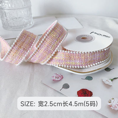 25mm Polyester Ribbon Gratice Plaid Ribbon Pearl Edge OEM ODM Πίνακα από πολυεστέρα