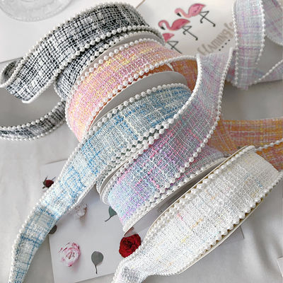 25mm Polyester Ribbon Gratice Plaid Ribbon Pearl Edge OEM ODM Πίνακα από πολυεστέρα