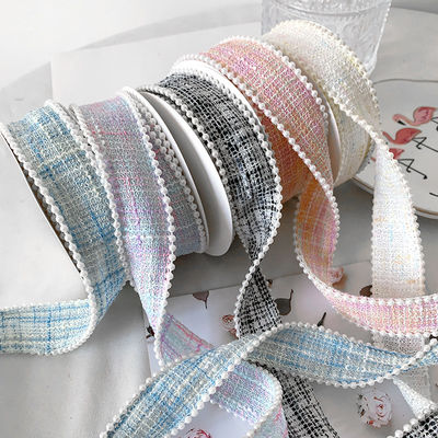 25mm Polyester Ribbon Gratice Plaid Ribbon Pearl Edge OEM ODM Πίνακα από πολυεστέρα