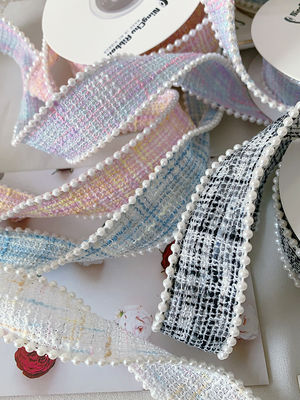 25mm Polyester Ribbon Gratice Plaid Ribbon Pearl Edge OEM ODM Πίνακα από πολυεστέρα
