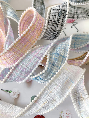 25mm Polyester Ribbon Gratice Plaid Ribbon Pearl Edge OEM ODM Πίνακα από πολυεστέρα