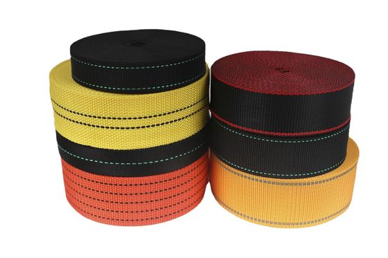 Ανθεκτικό σε υπεριώδη ακτινοβολία UHMWPE Webbing Μαύρο Κίτρινο Για Παραθυροκάμαρα Καρέκλα παραλίας σκηνής