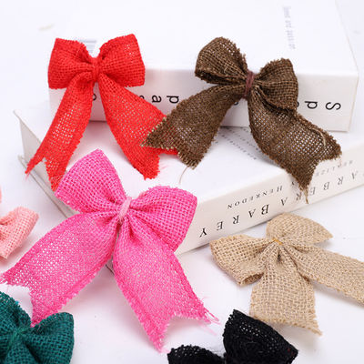 8cm*11cm Jute Ribbon Bow Green Rose Διακοσμητικό Burlap Ribbon Bow